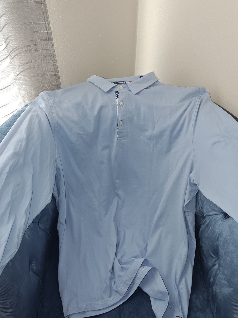 Caribbean Joe Men's XXL Light Blue Long Sleeve Polo